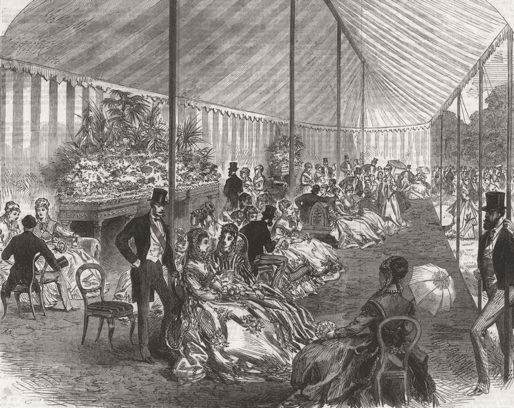 LONDON.The Queen's garden party at Buckingham Palace.The Drawingroom tent 1868